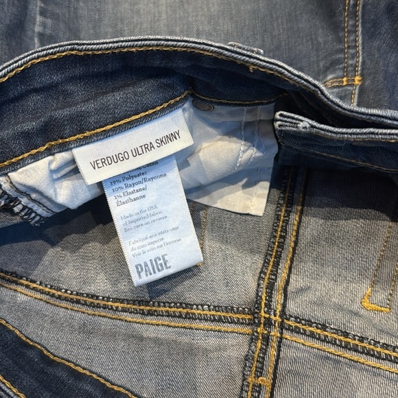 Paige Verdugo Ultra Skinny Jeans Sz 27 New Blue Distressed Denim ankle length - Picture 10 of 12